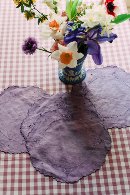 Lily Natural Dyed Embroidered Placemats